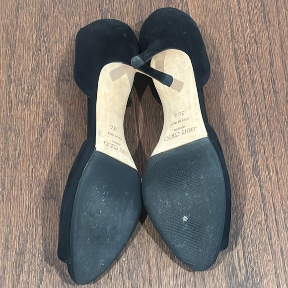 Jimmy Choo Black Suede Peep Toe D’Orsay Heels Size 39.5/9.5 - Picture 6 of 7